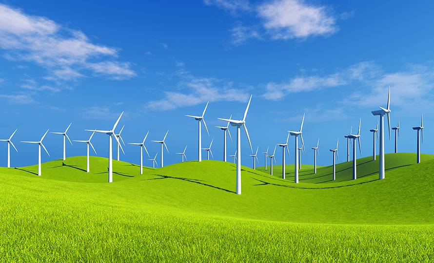 Green energies Éoliennes dans un champ vert